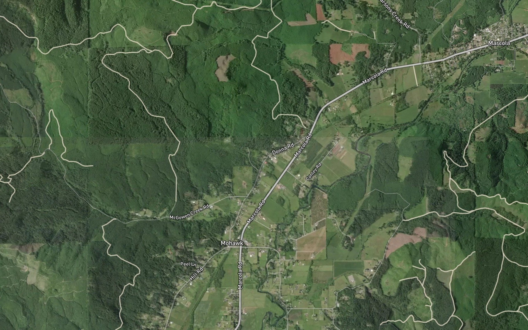 Satellite map of the Clark Brook