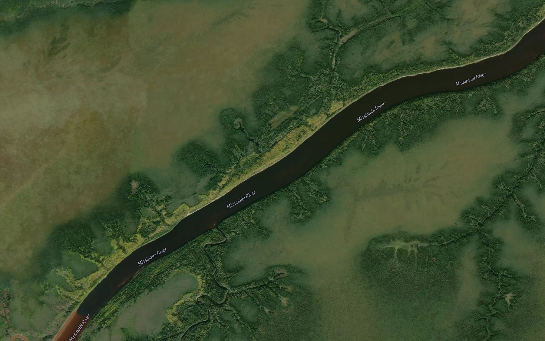 Satellite map of the Waboose River