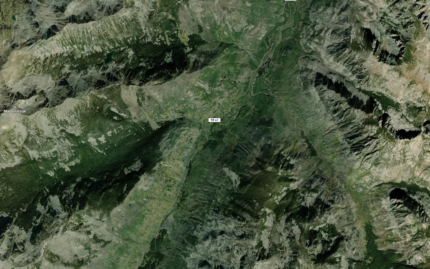 Satellite map of the Tumble Creek