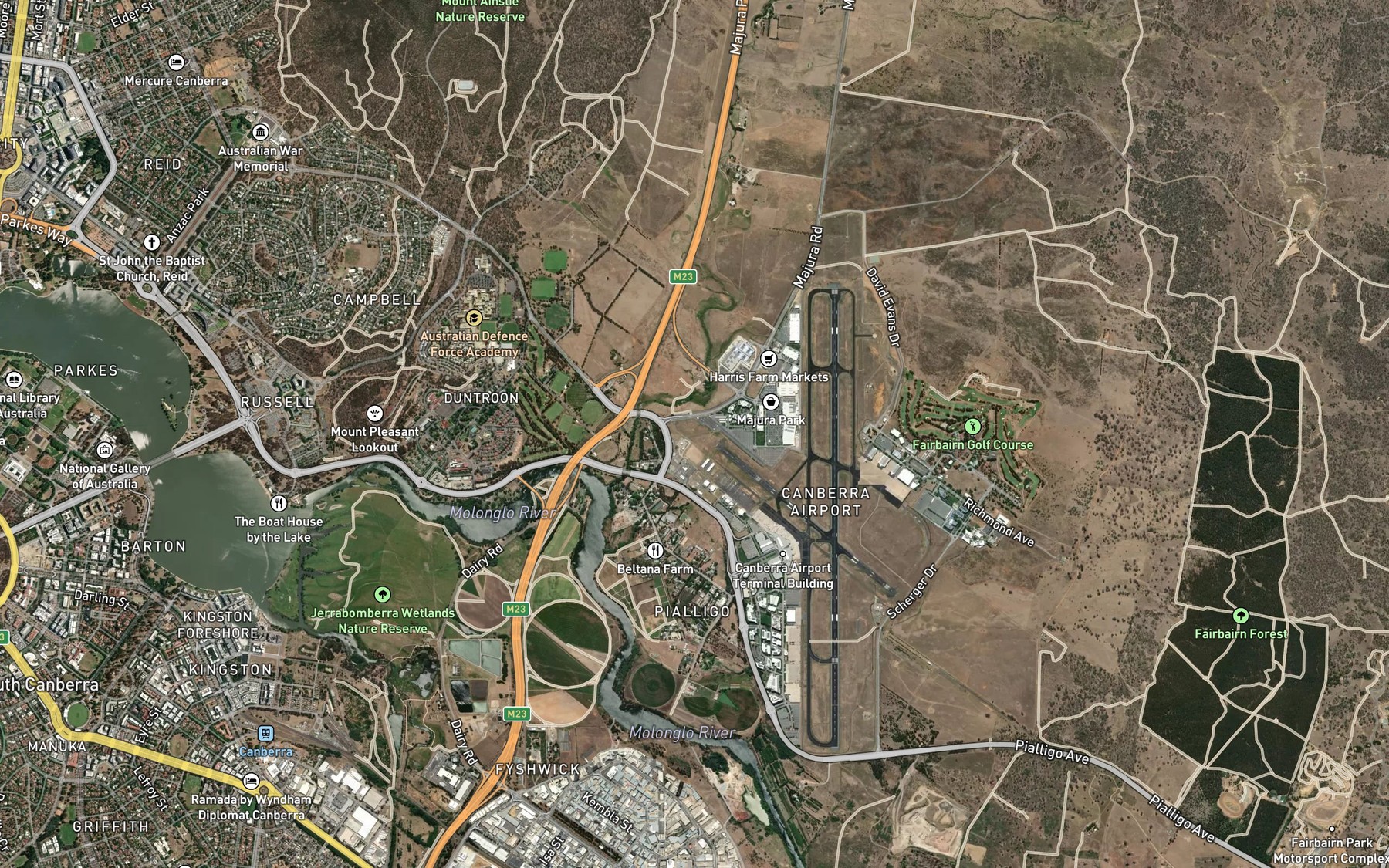 Satellite map of the Woolshed Creek