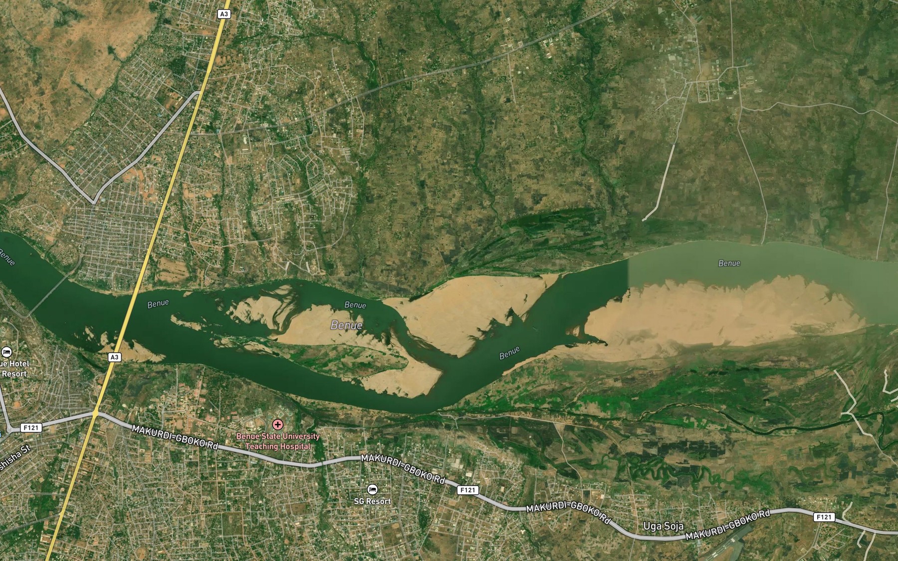 Satellite map of the River Ake