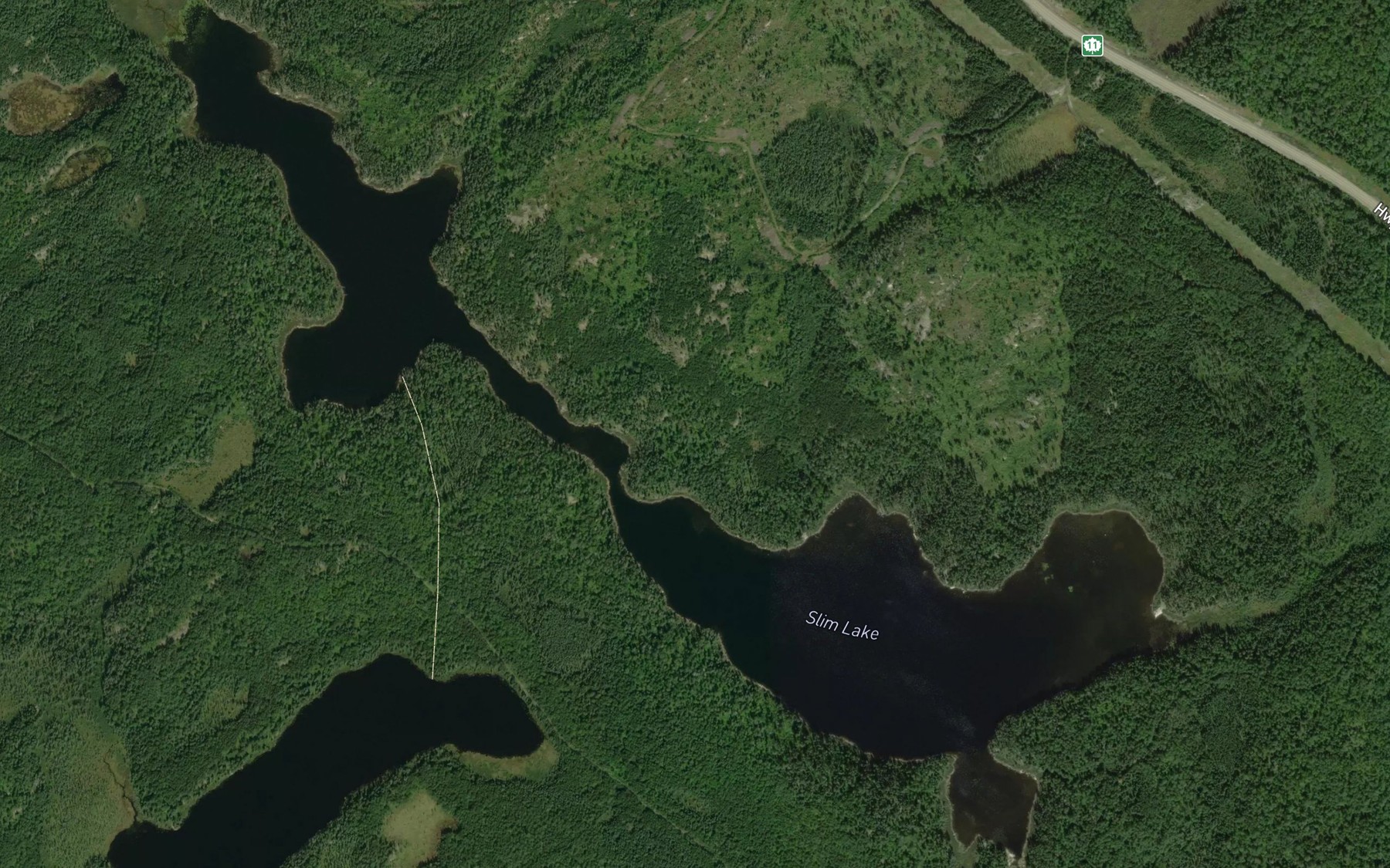 Satellite map of the Slim Lake