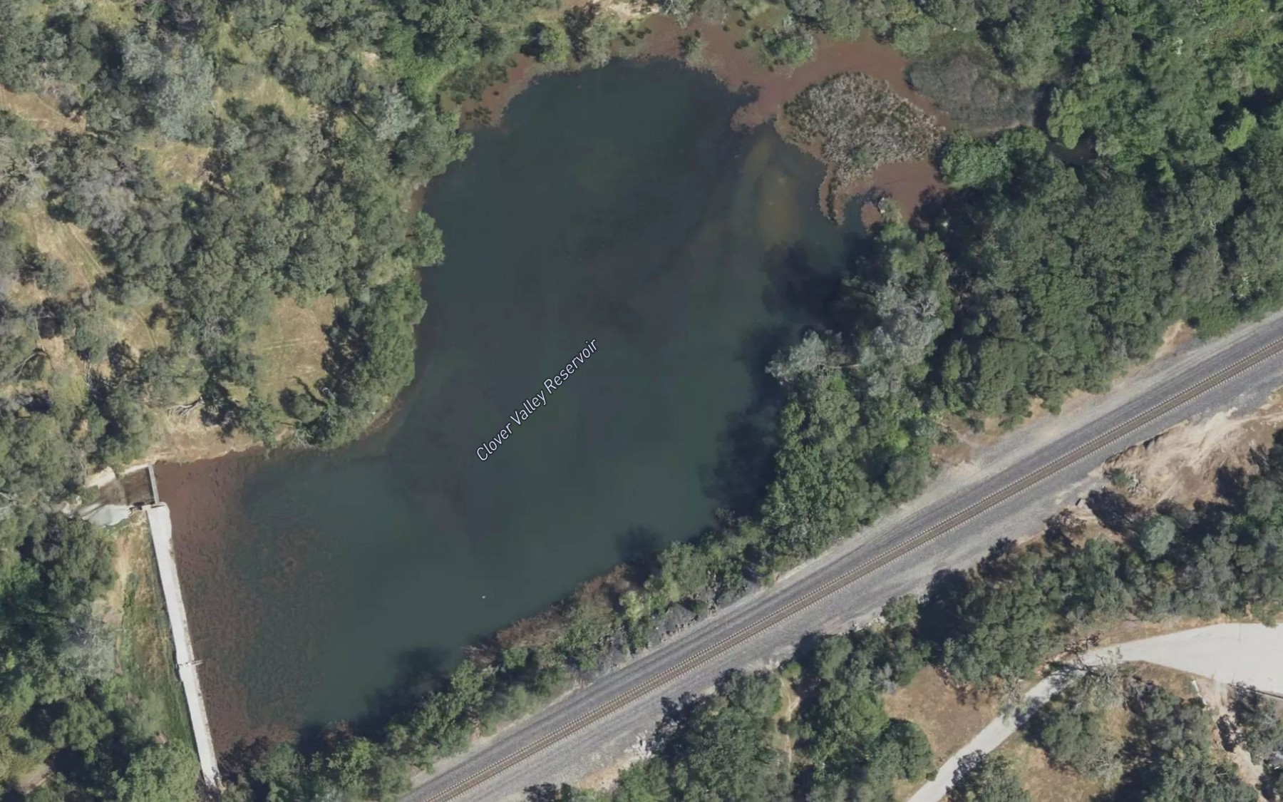 Satellite map of the Clover Valley Reservoir
