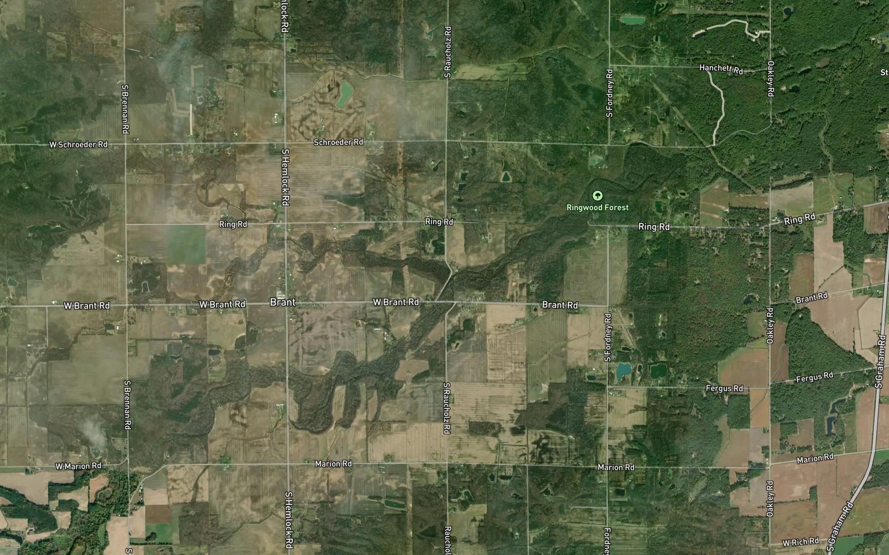 Satellite map of the Potato Creek