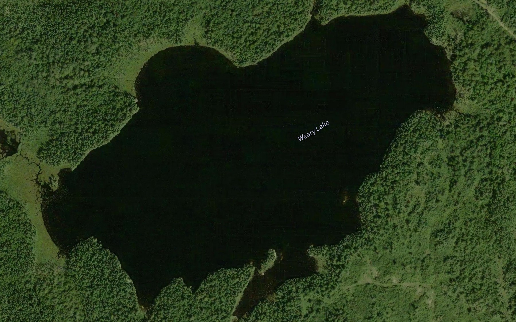 Satellite map of the Weary Lake