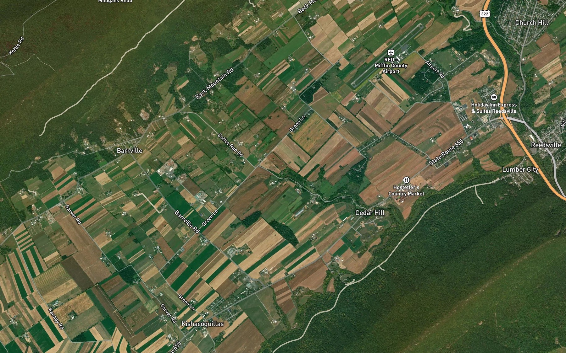 Satellite map of the Coffee Run Spring
