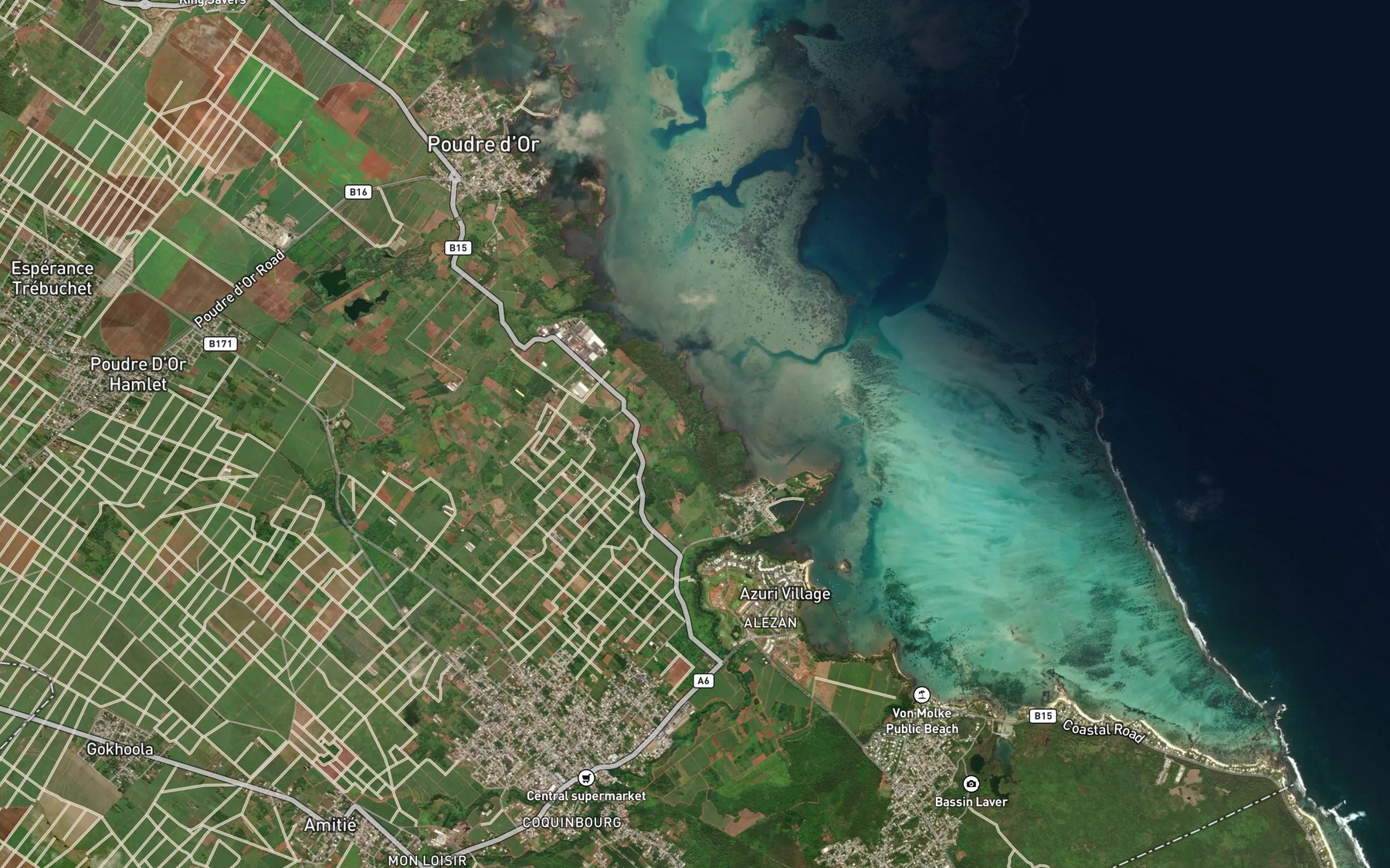 Satellite map of the Baie du Sable