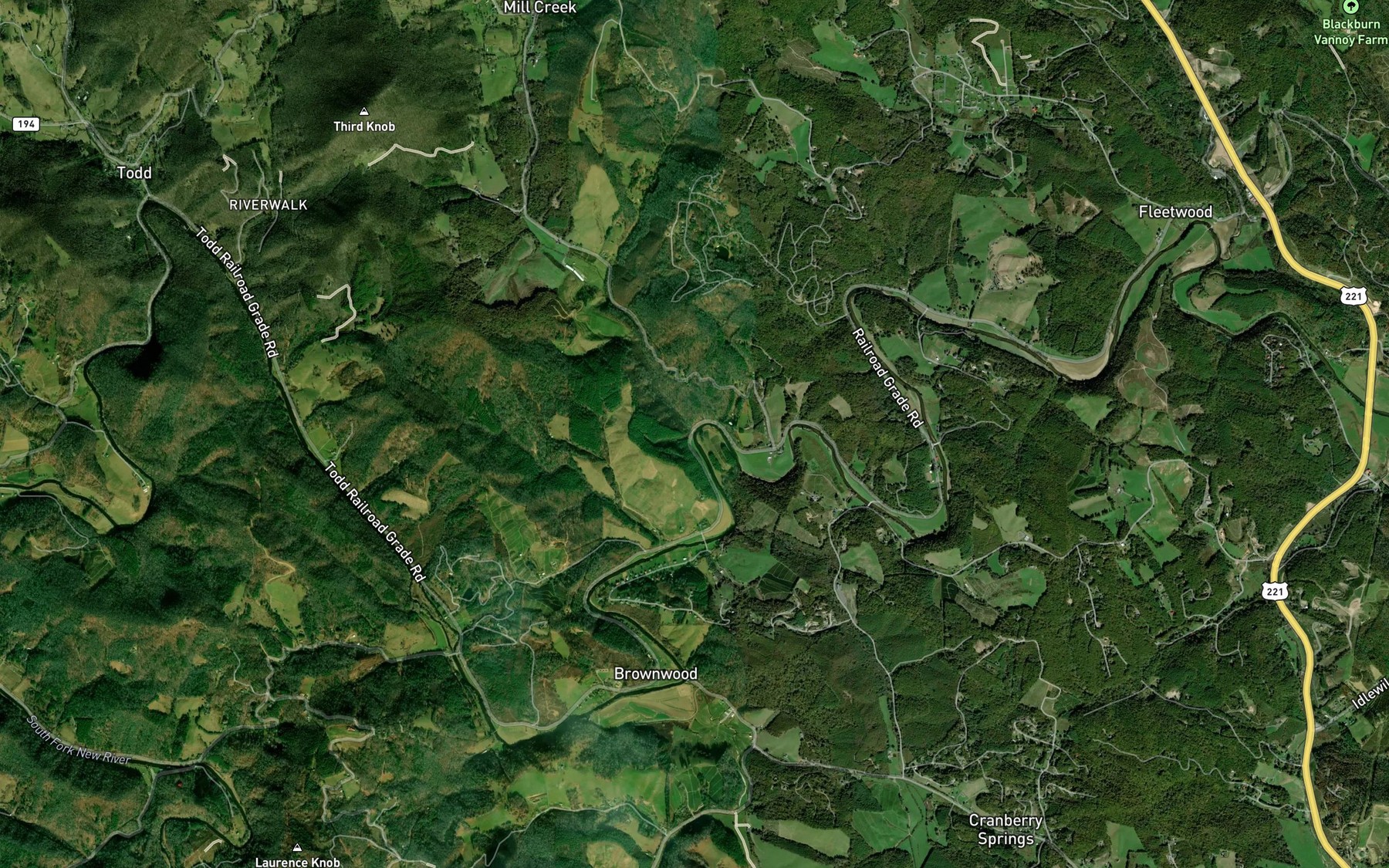 Satellite map of the Mill Creek