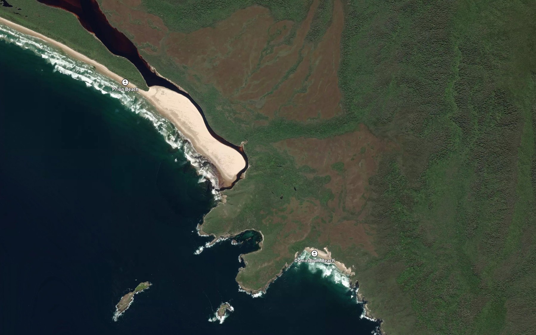Satellite map of the Milford Creek