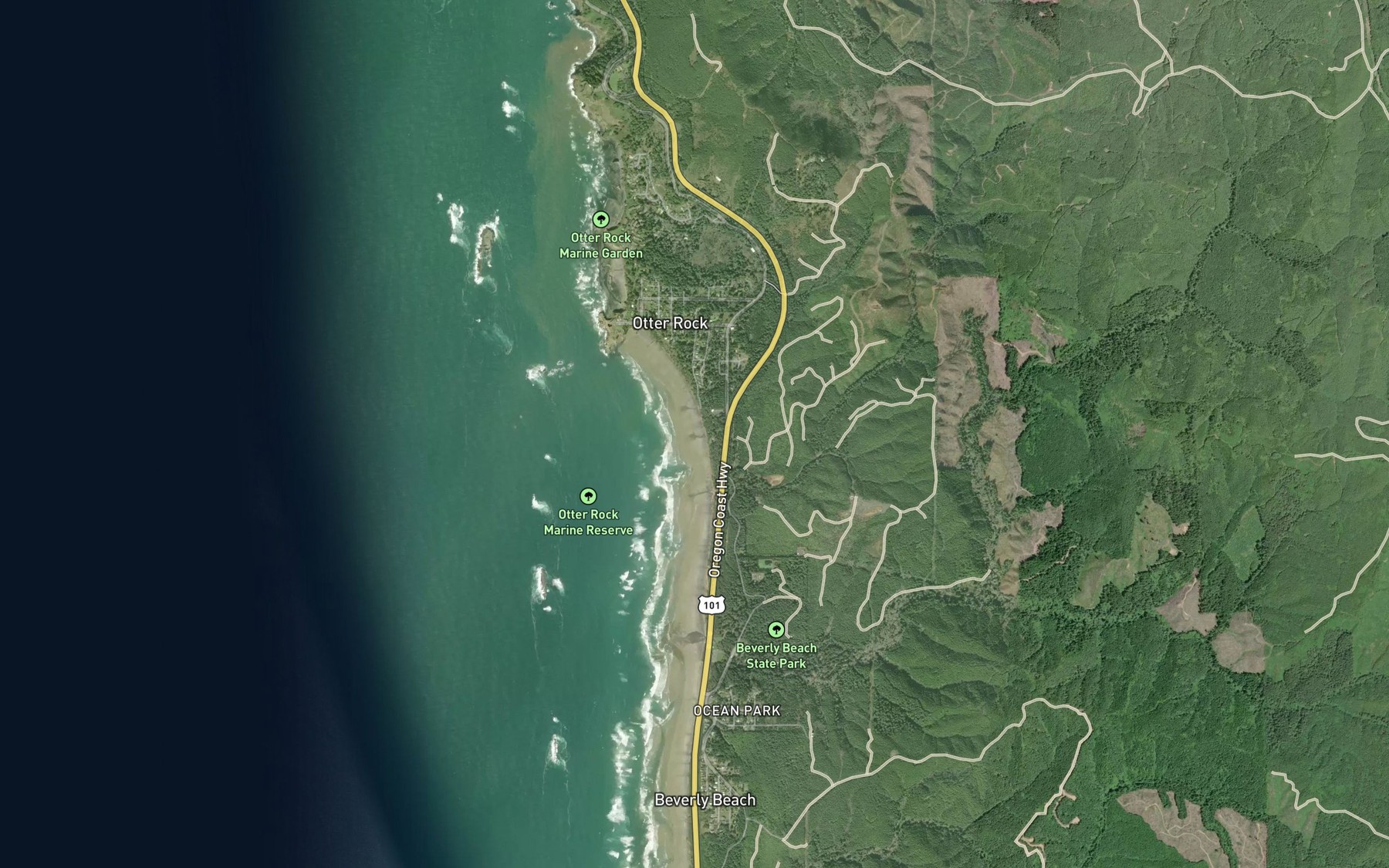 Satellite map of the Miner Creek