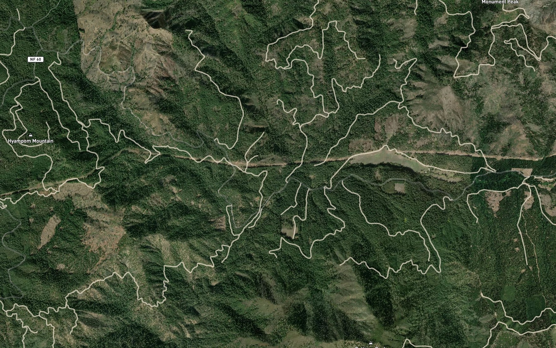 Satellite map of the Hayshed Creek