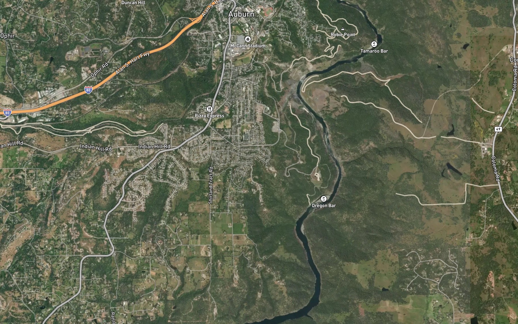 Satellite map of the Shirland Canal