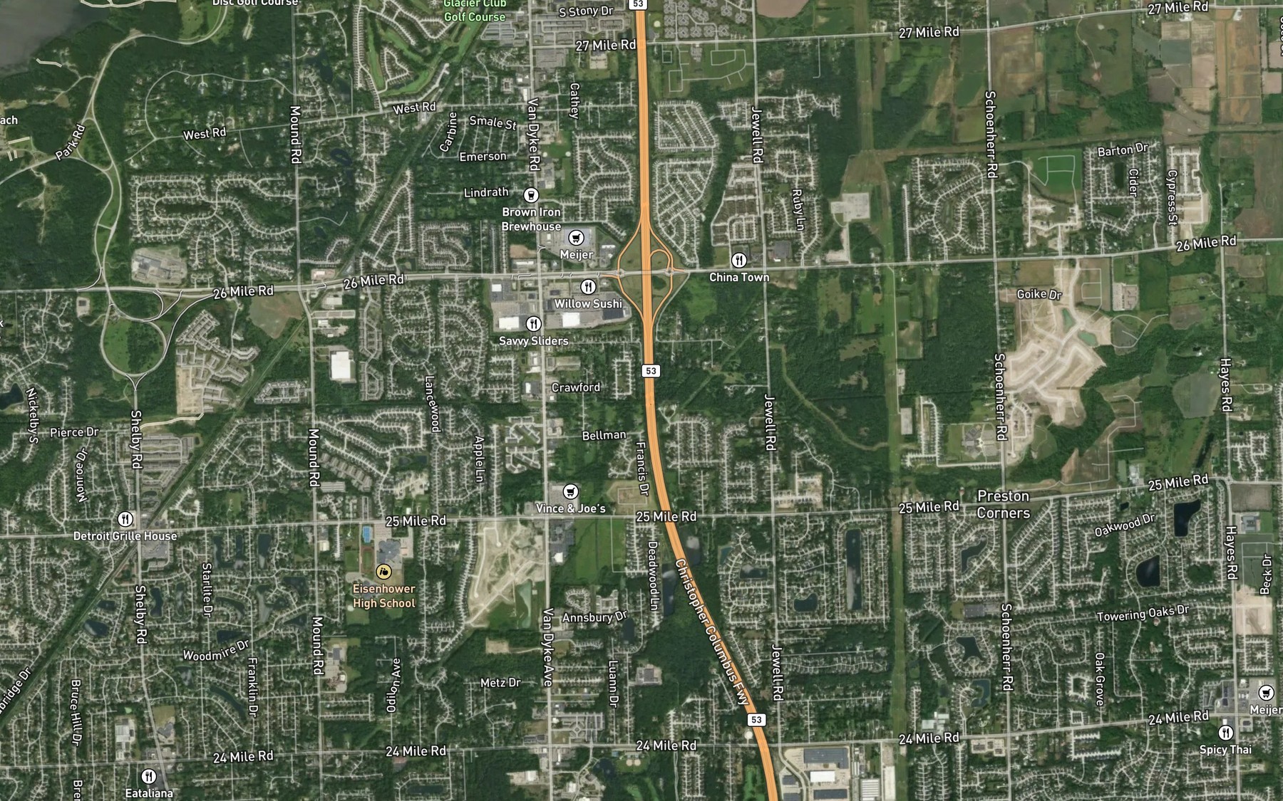 Satellite map of the Cannon Drain