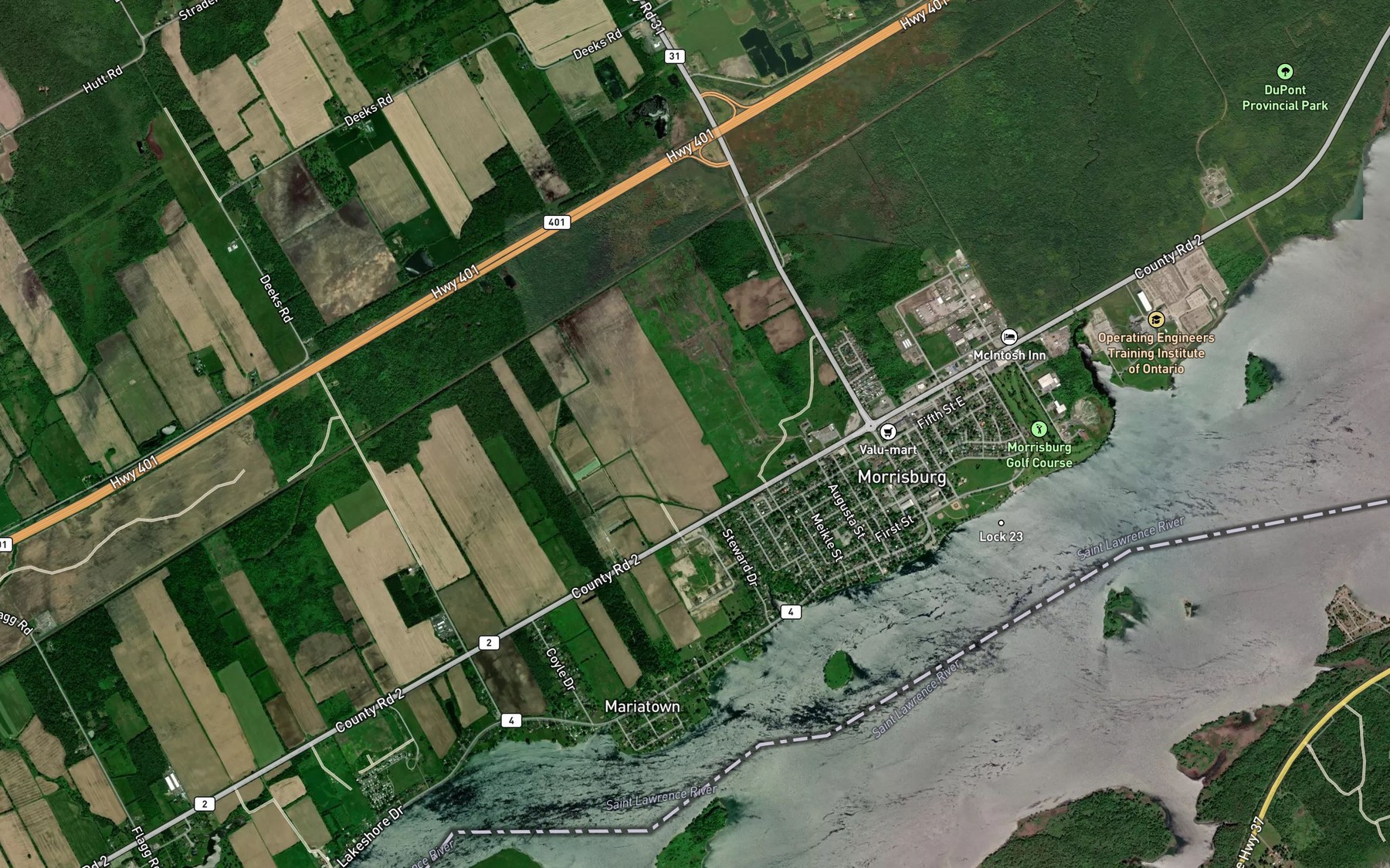Satellite map of the Casselman-Dawley Drain