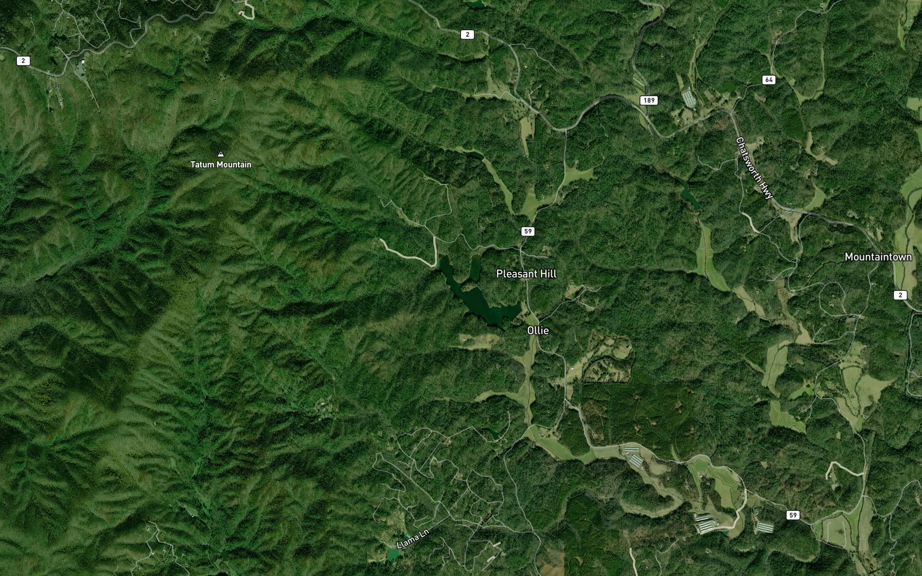 Satellite map of the Willys Creek