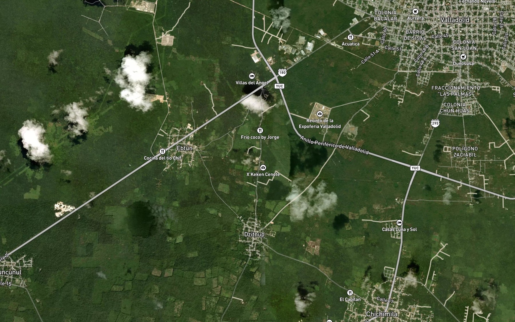 Satellite map of the Cenotes Dzitnup