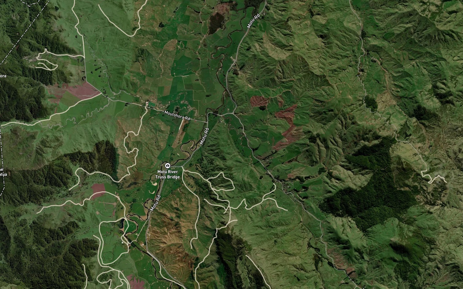 Satellite map of the Waiwhero Stream