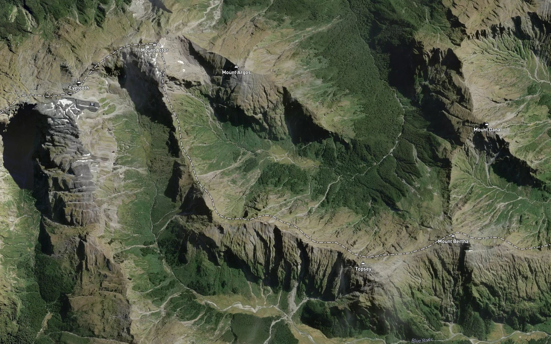 Satellite map of the Squabble Creek