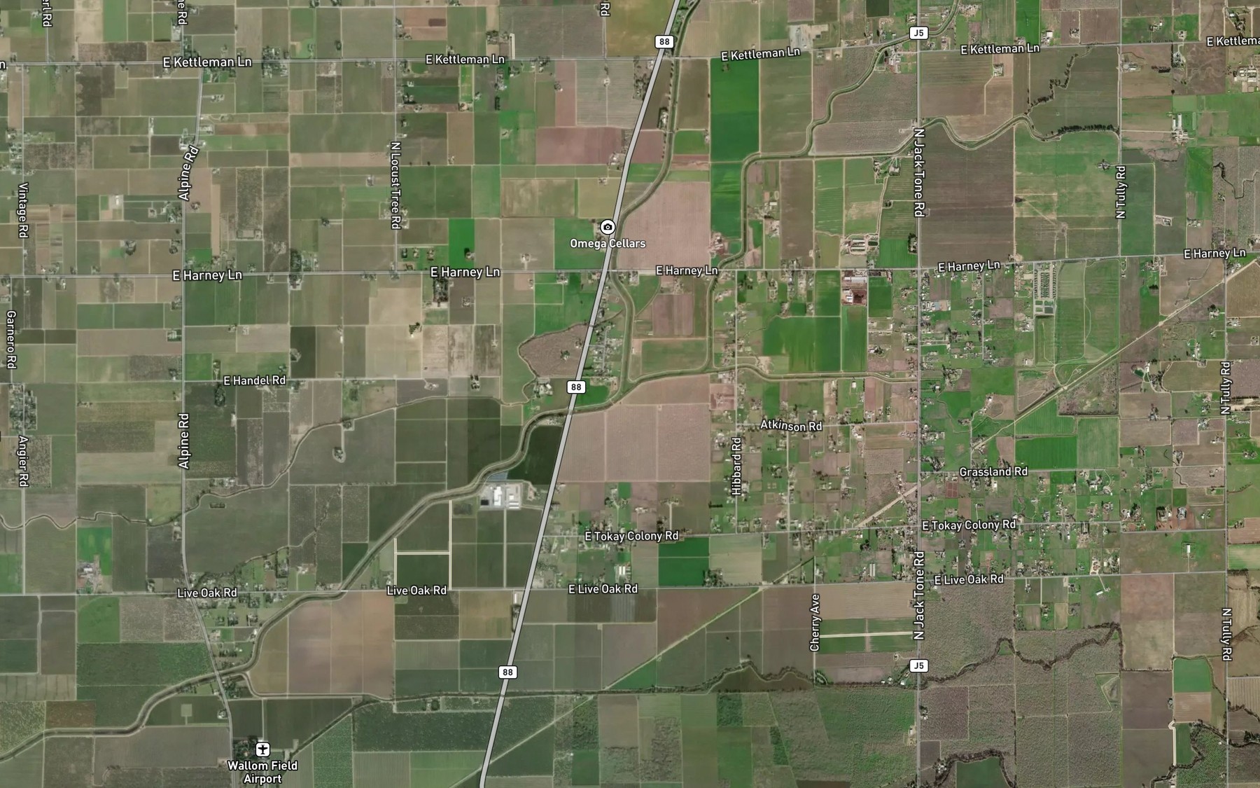 Satellite map of the Paddy Creek