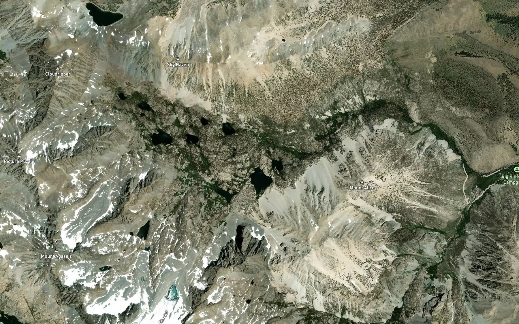 Satellite map of the Big Pine Lake