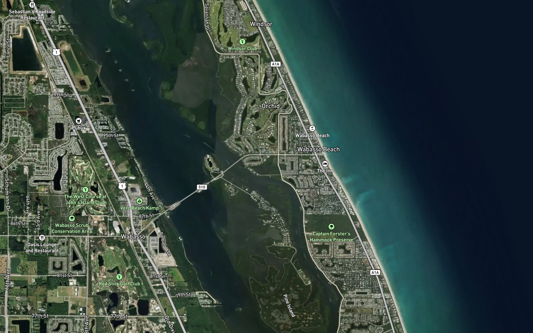 Satellite map of the Michael Creek