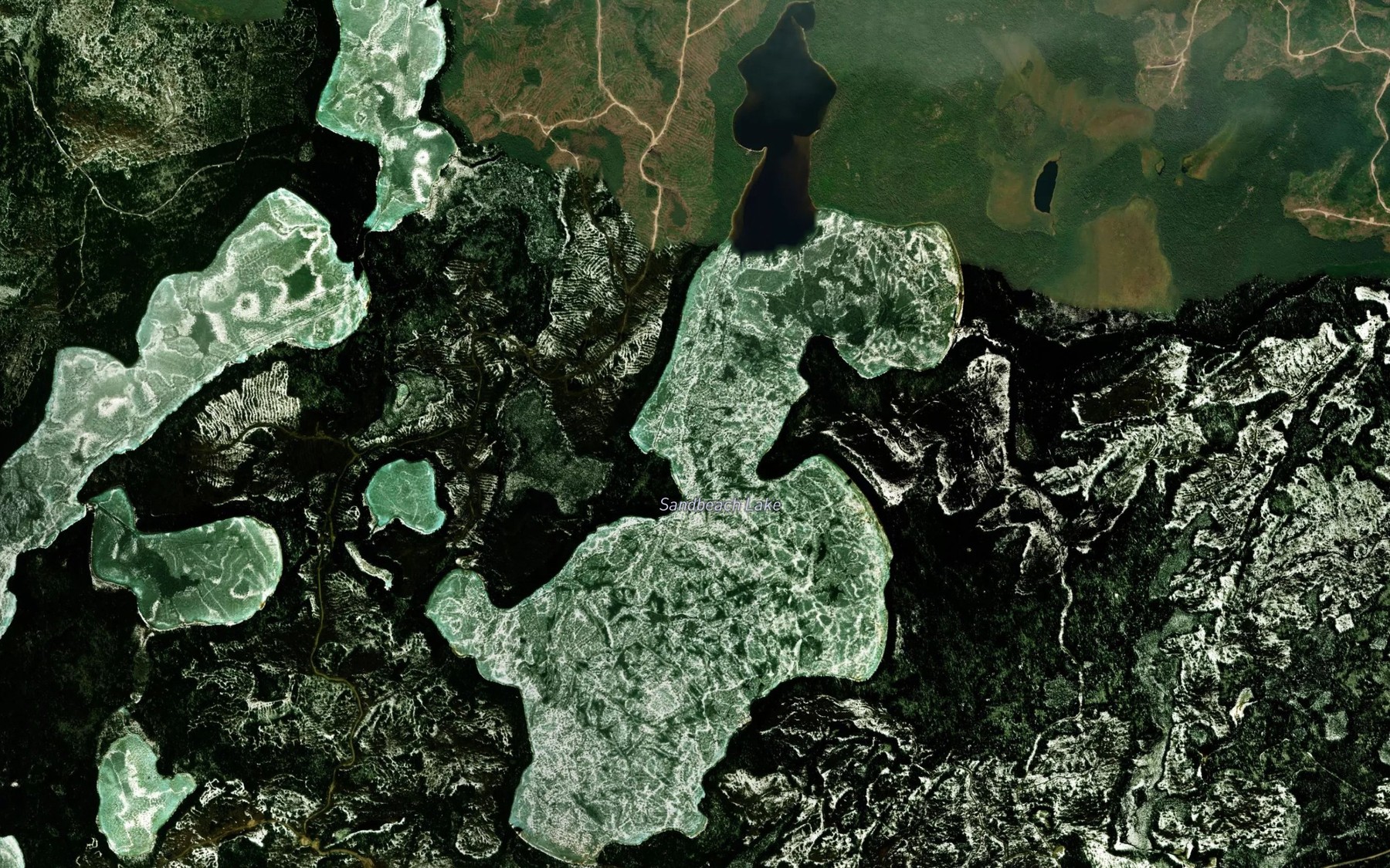 Satellite map of the Sandbeach Lake