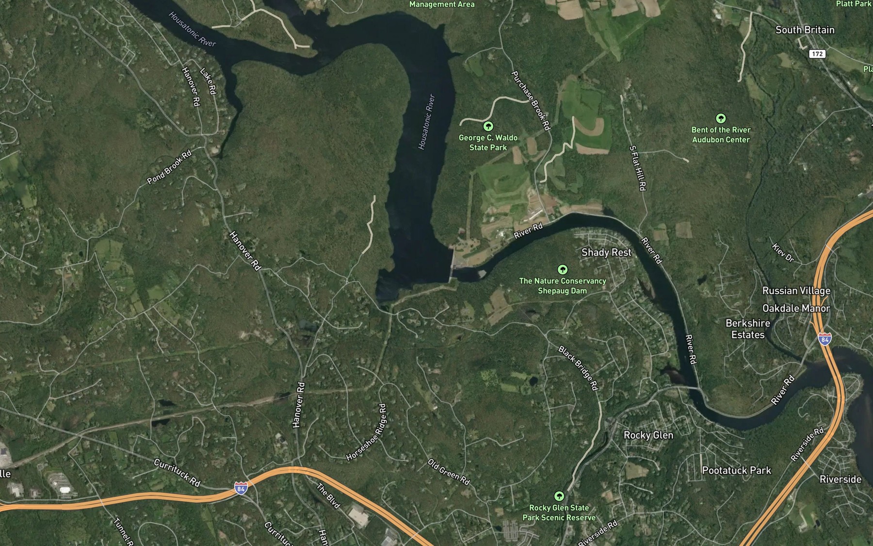 Satellite map of the Cavanaugh Brook