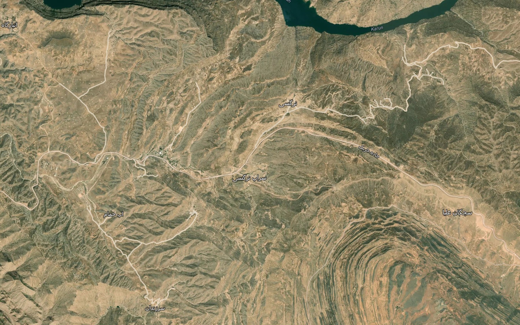 Satellite map of the Cheshmeh-ye Seh Bardun
