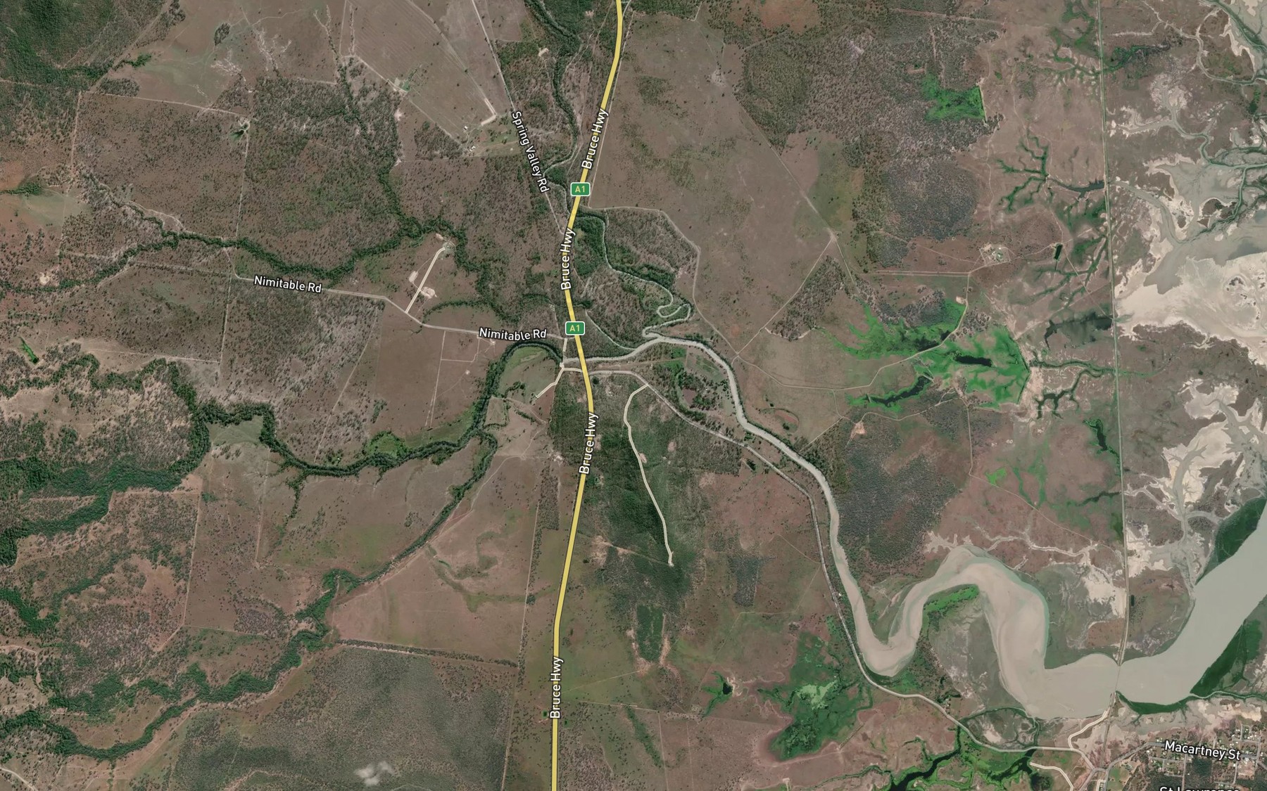 Satellite map of the Freshwater Creek