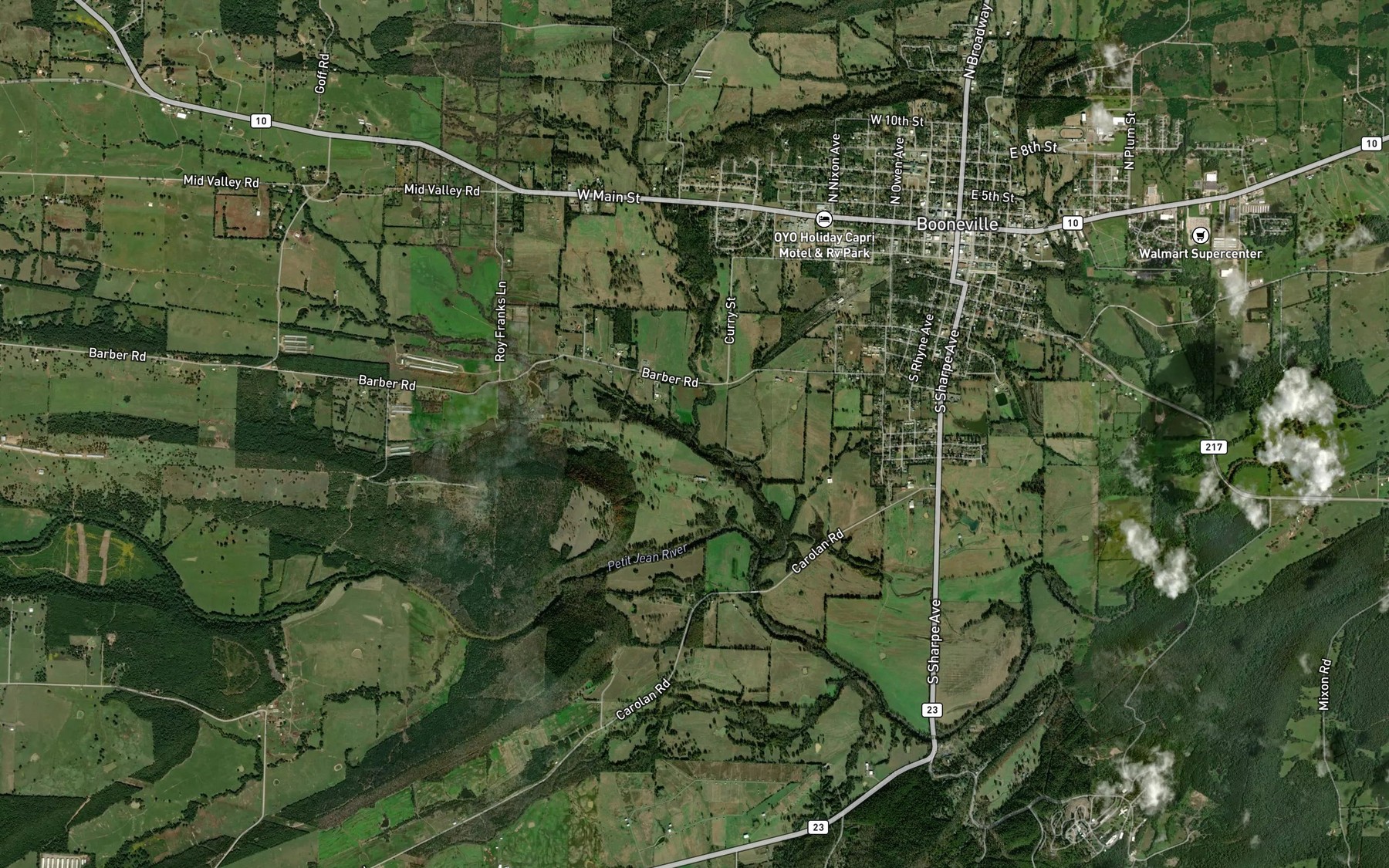 Satellite map of the Racoon Creek
