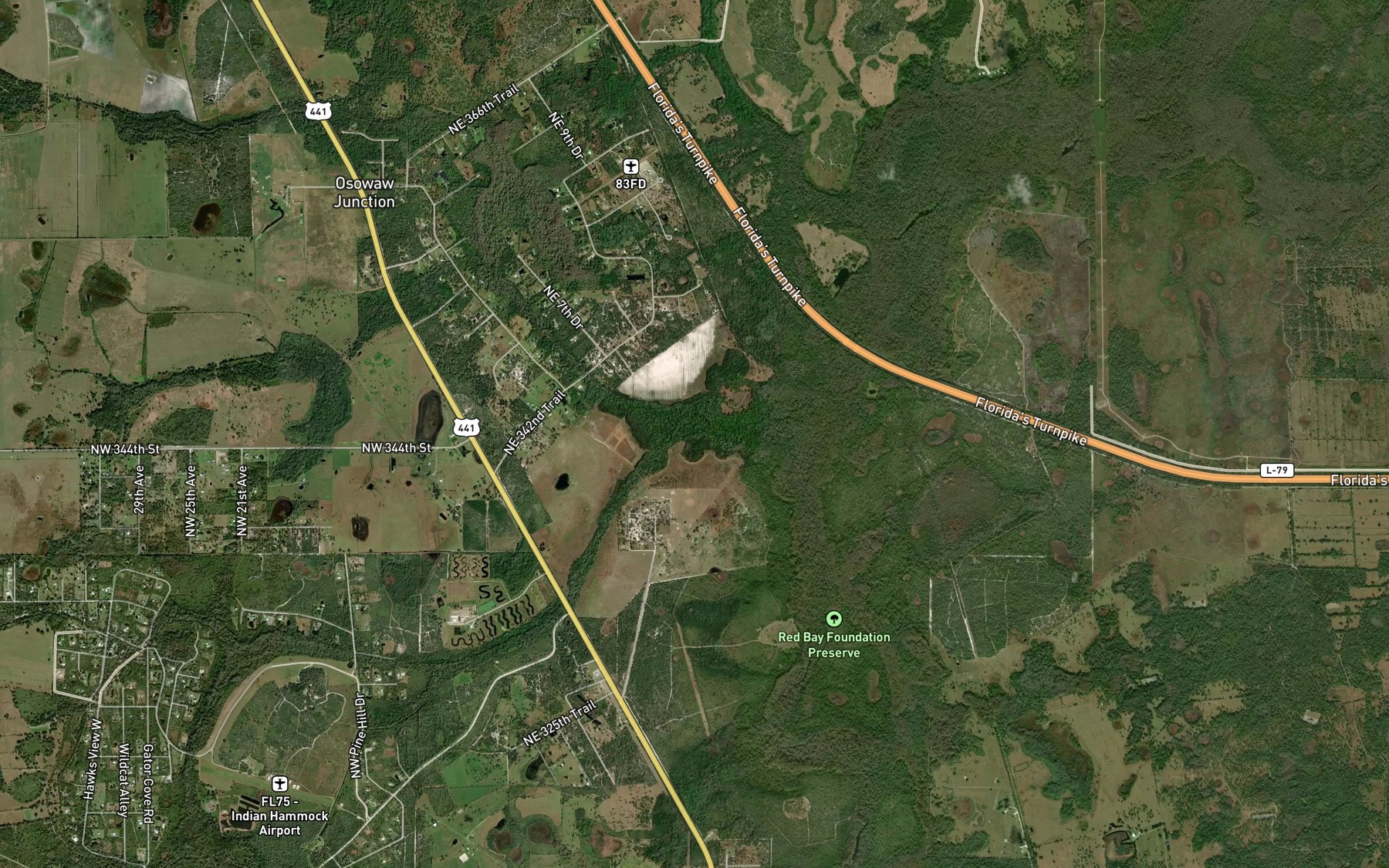 Satellite map of the Boggy Branch