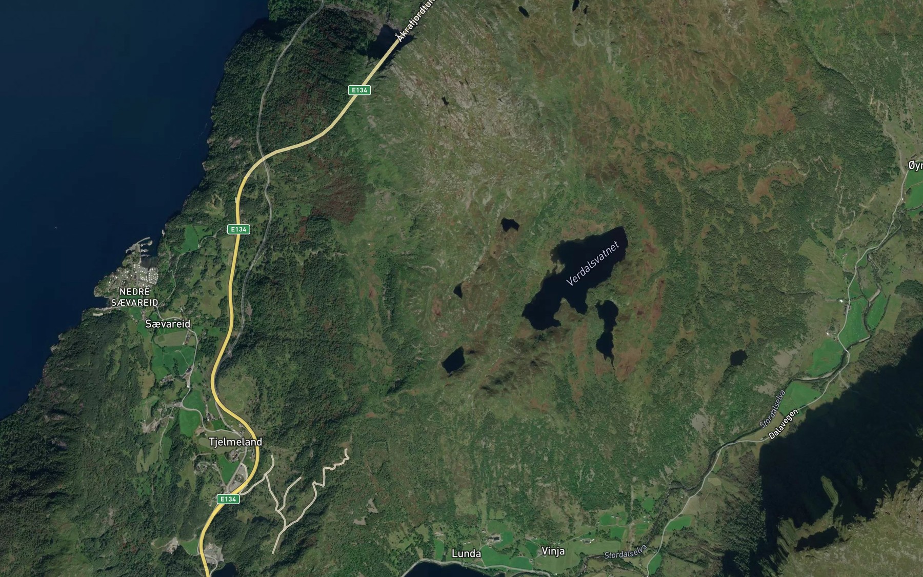 Satellite map of the Blomtjorn