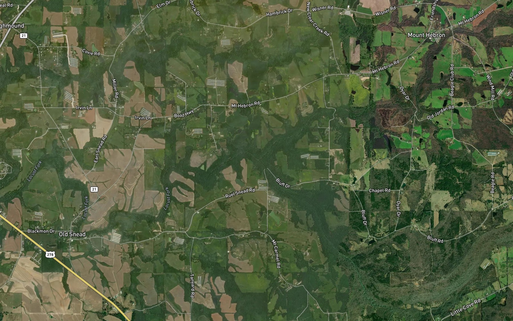 Satellite map of the Clear Creek