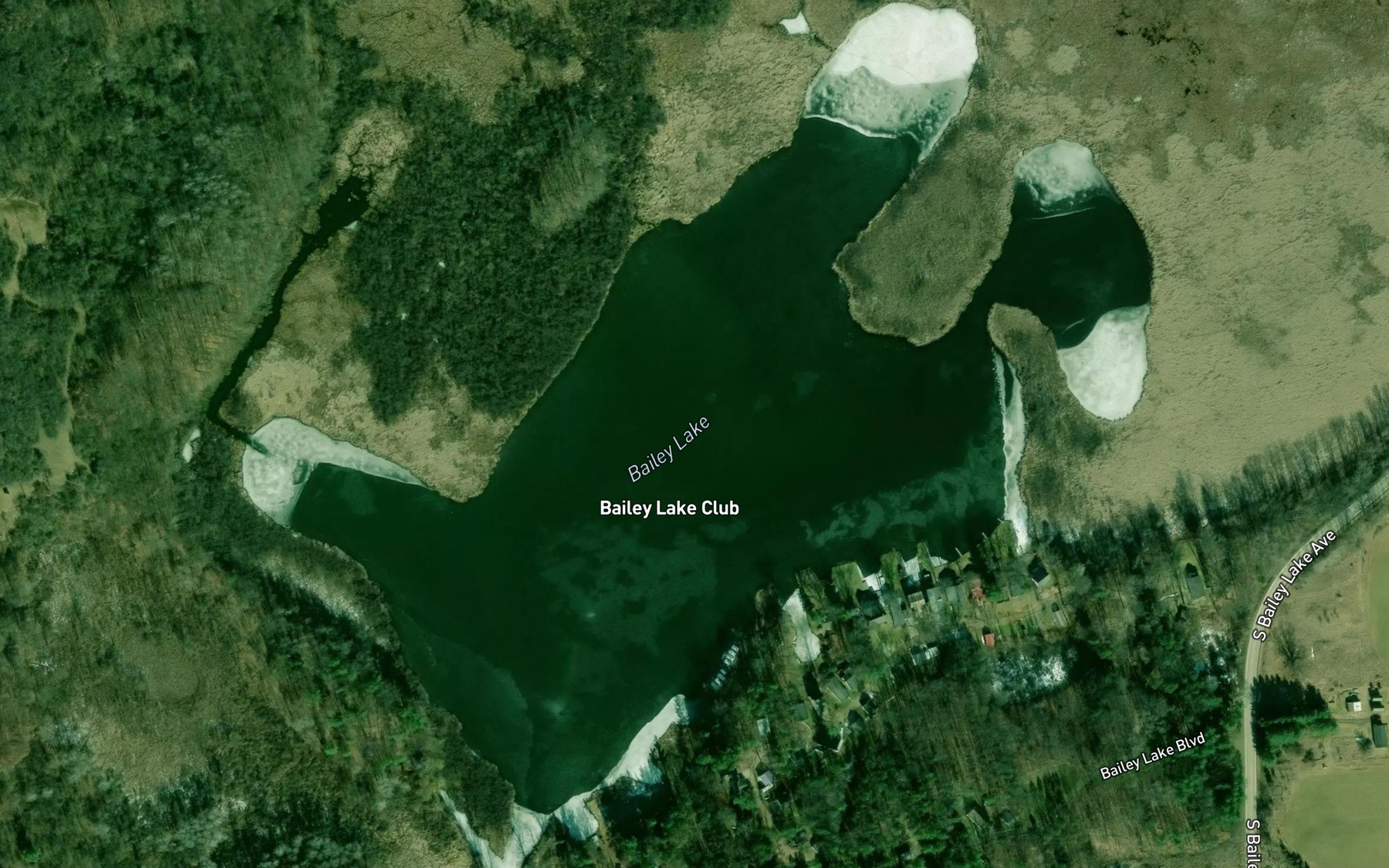 Satellite map of the Bailey Lake
