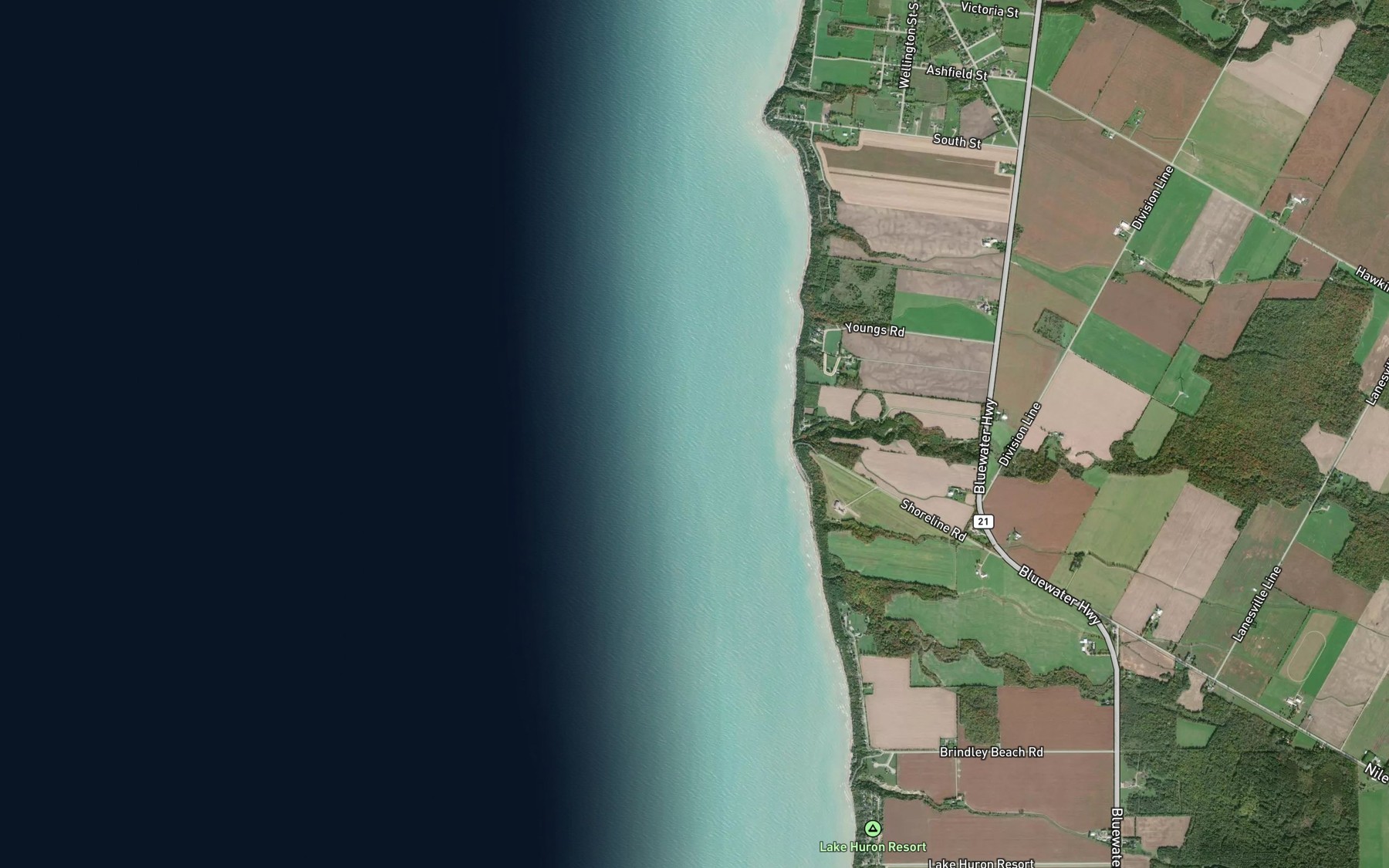 Satellite map of the Quaid's Bay