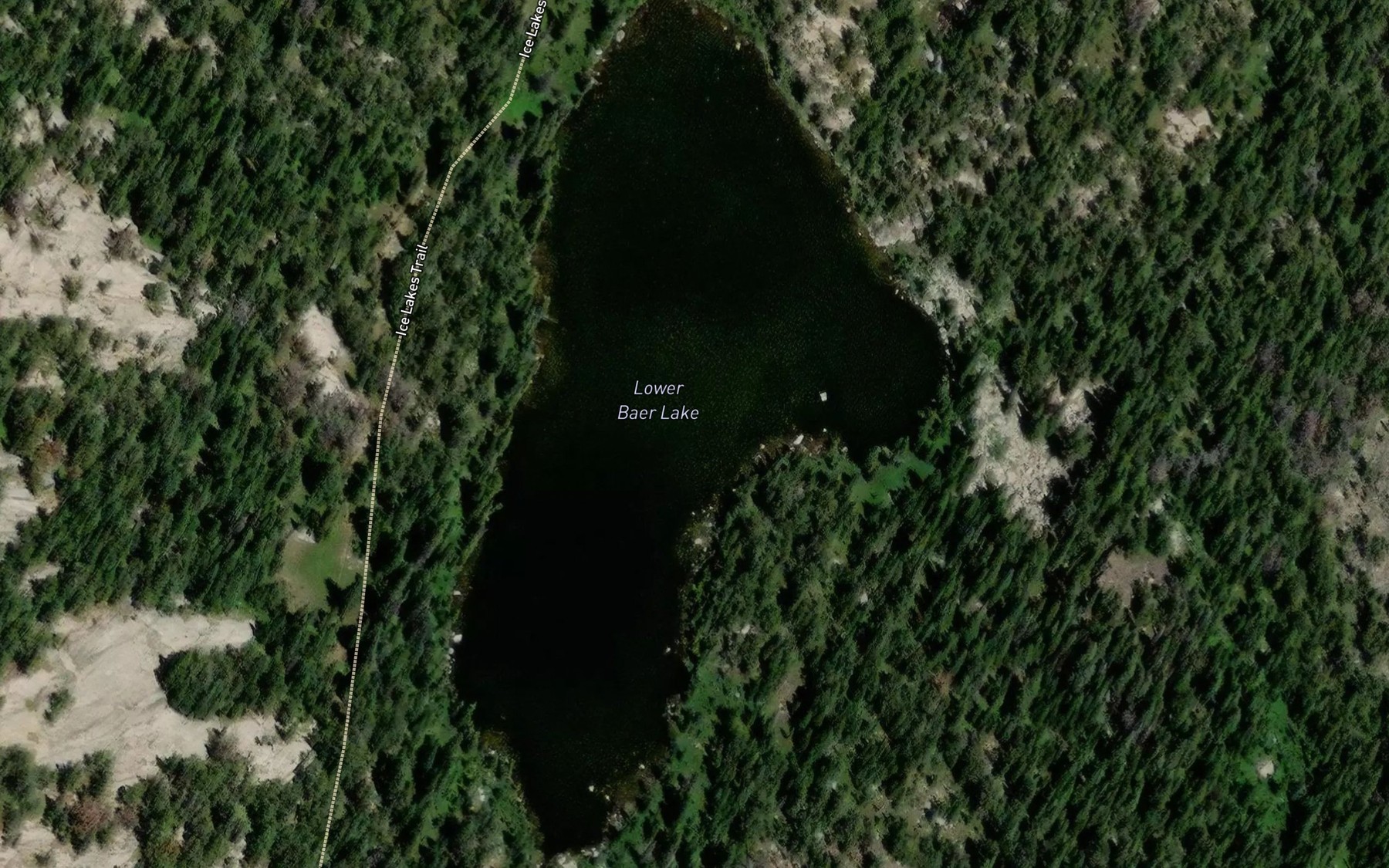 Satellite map of the Lower Baer Lake