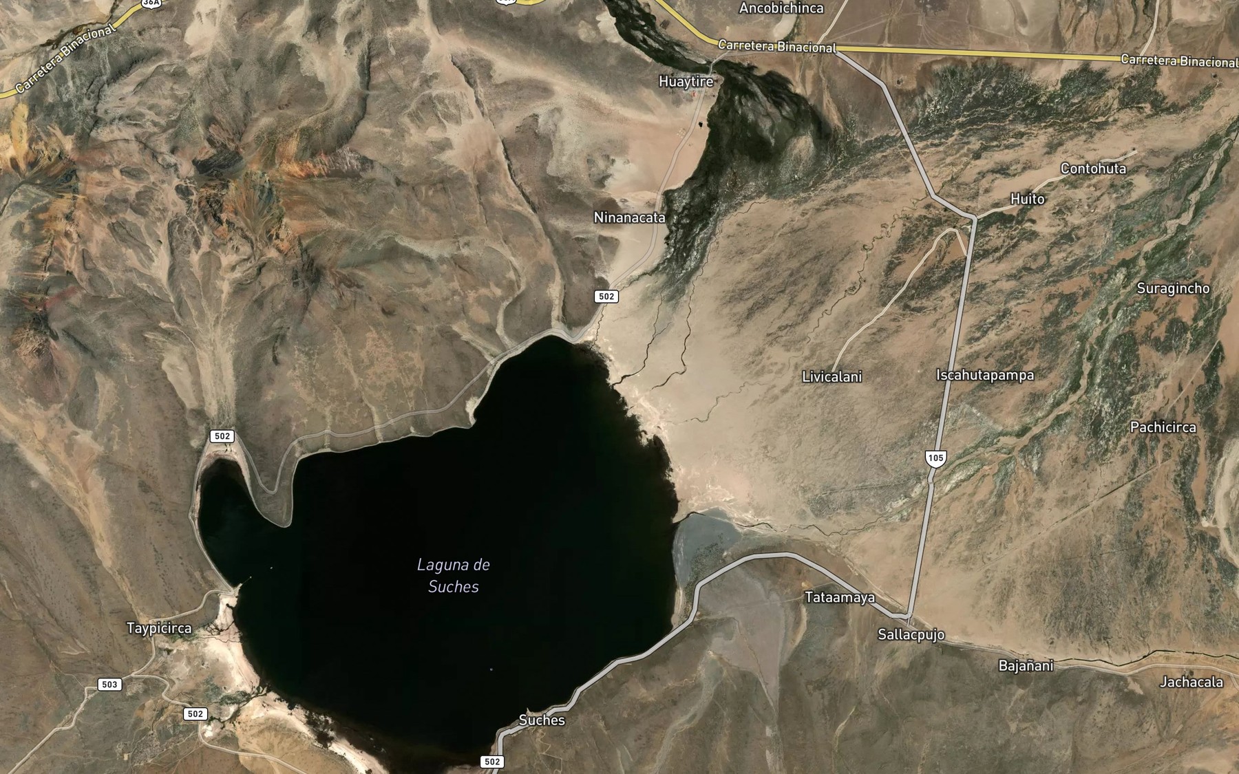 Satellite map of the Rio Huaitire