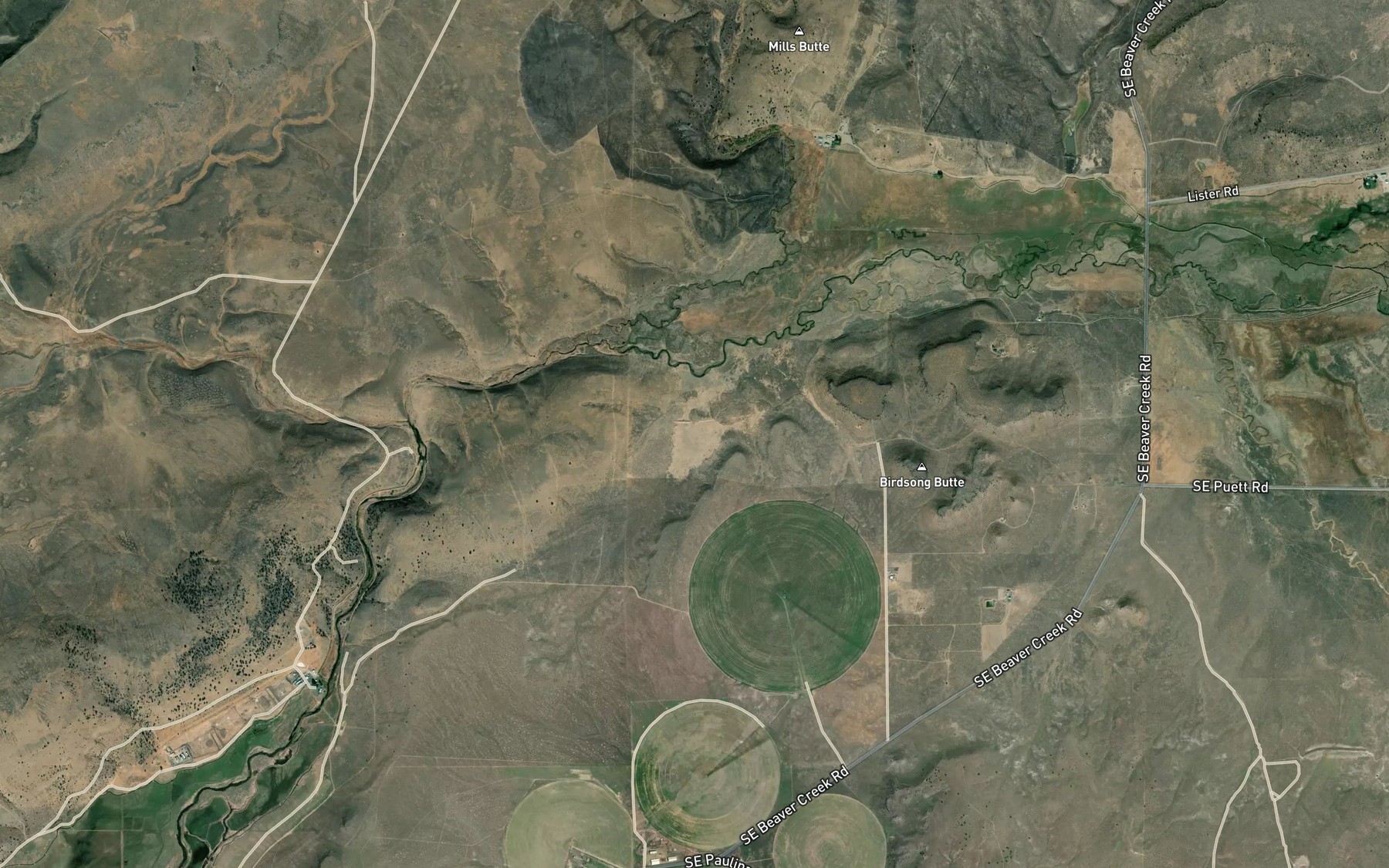 Satellite map of the Mills Reservoir