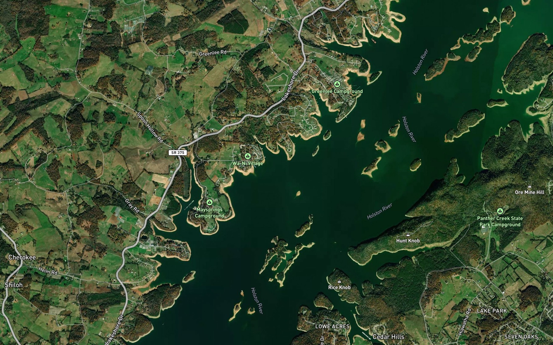 Satellite map of the Blackwell Branch