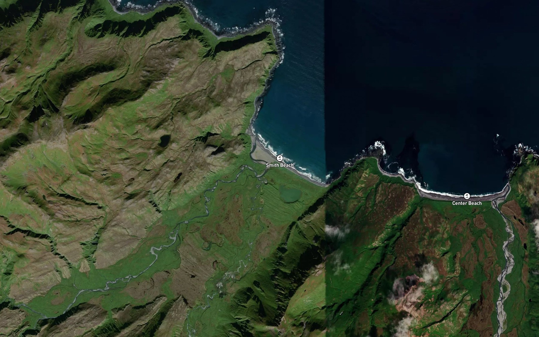 Satellite map of the Steller River