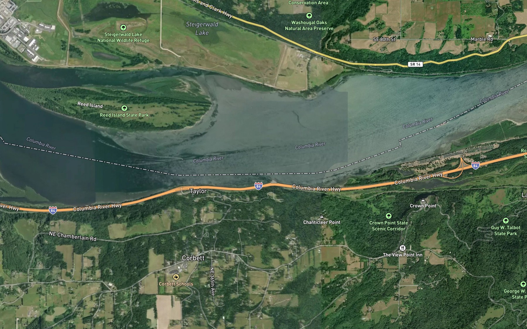 Satellite map of the Broughton Reach