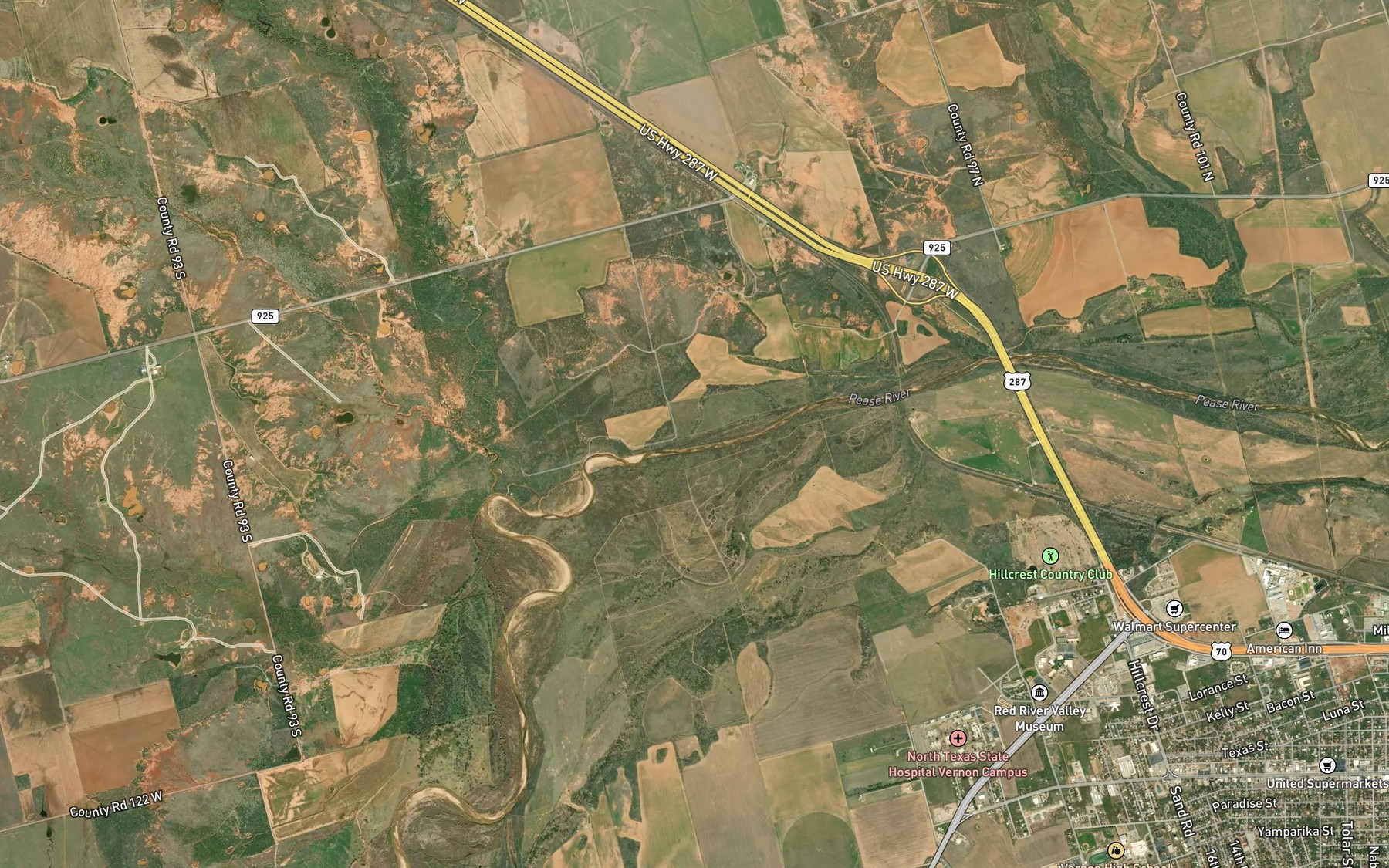 Satellite map of the Boggy Creek