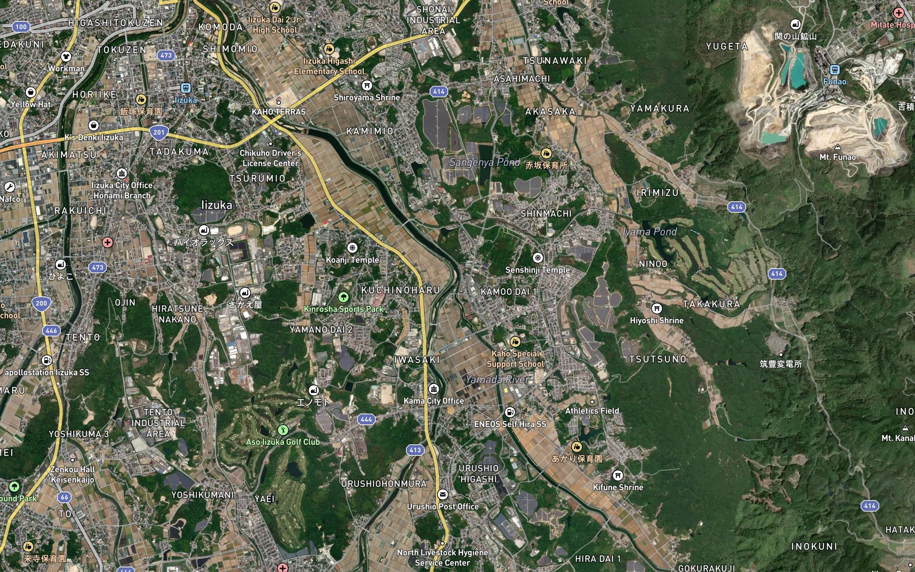 Satellite map of the Yamada Gawa
