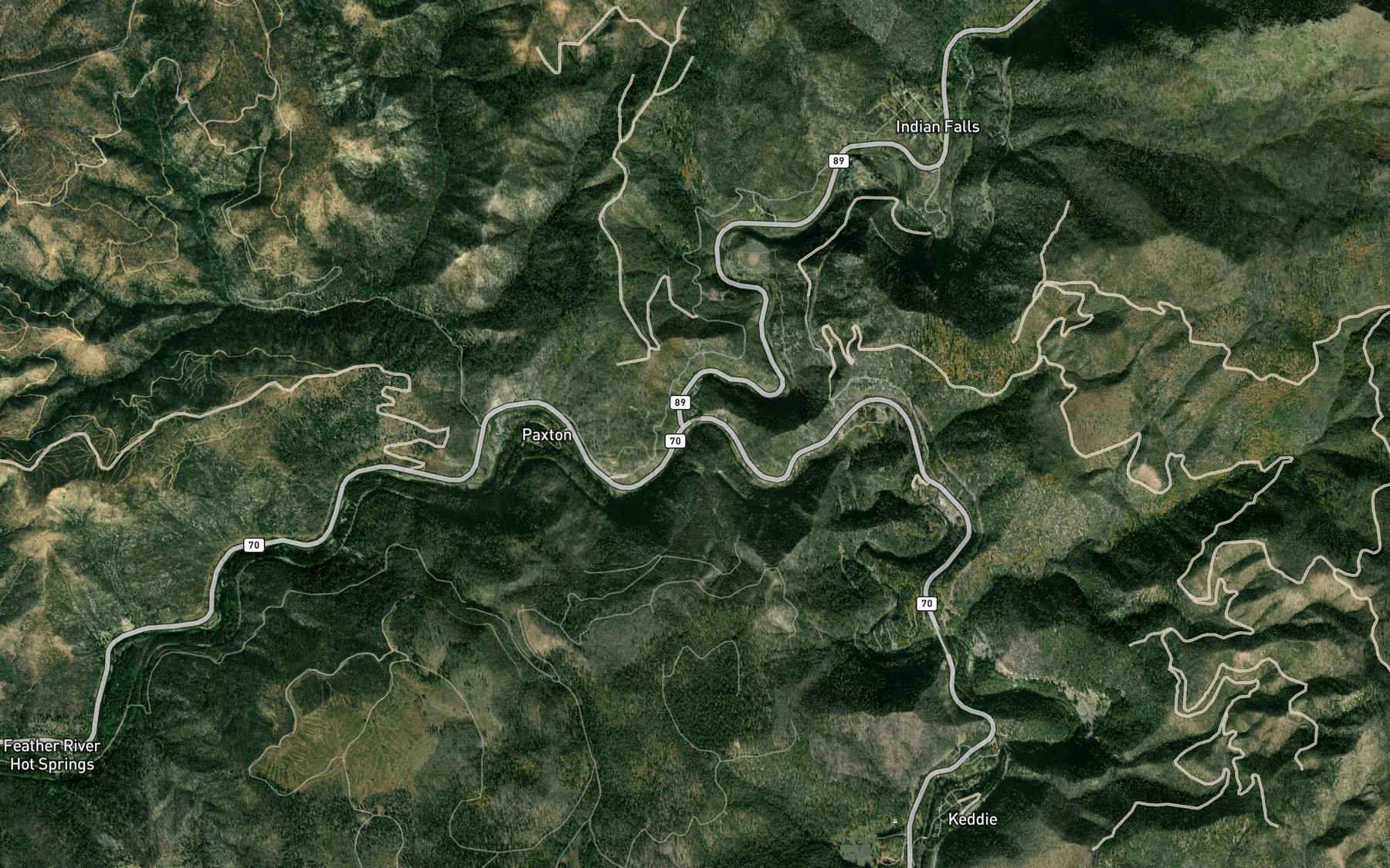 Satellite map of the Spanish Creek