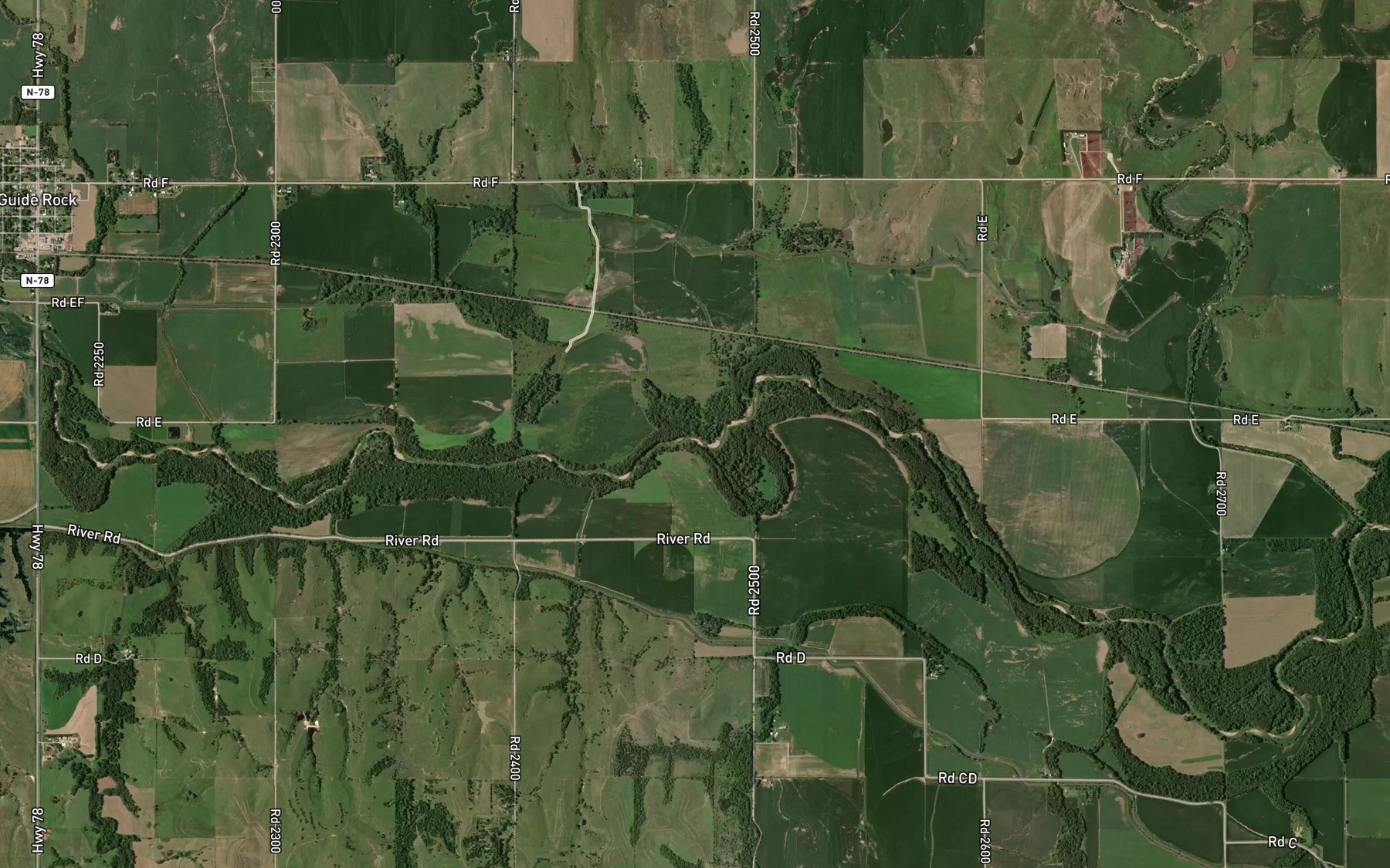 Satellite map of the Sand Creek