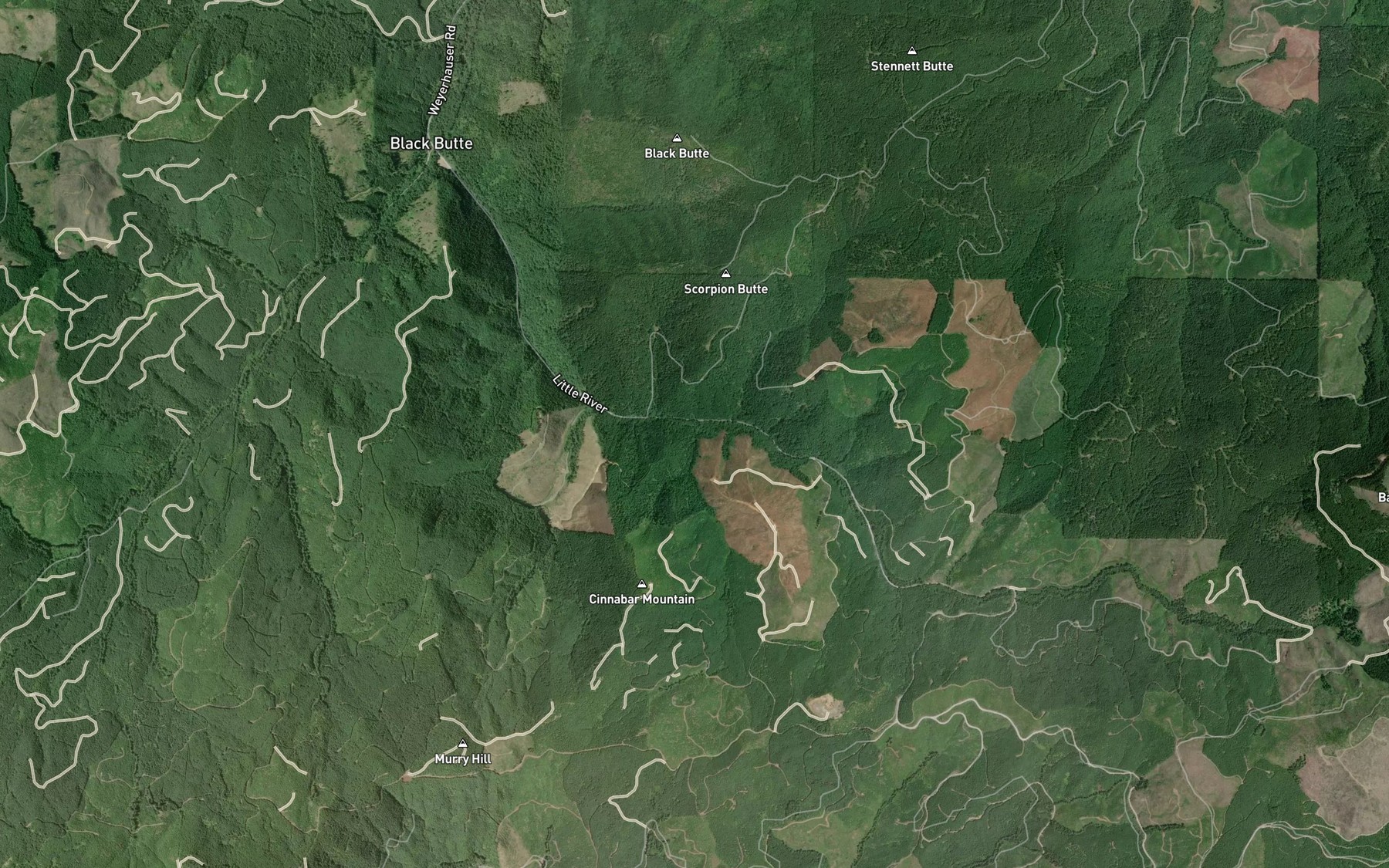 Satellite map of the East Cinnabar Creek