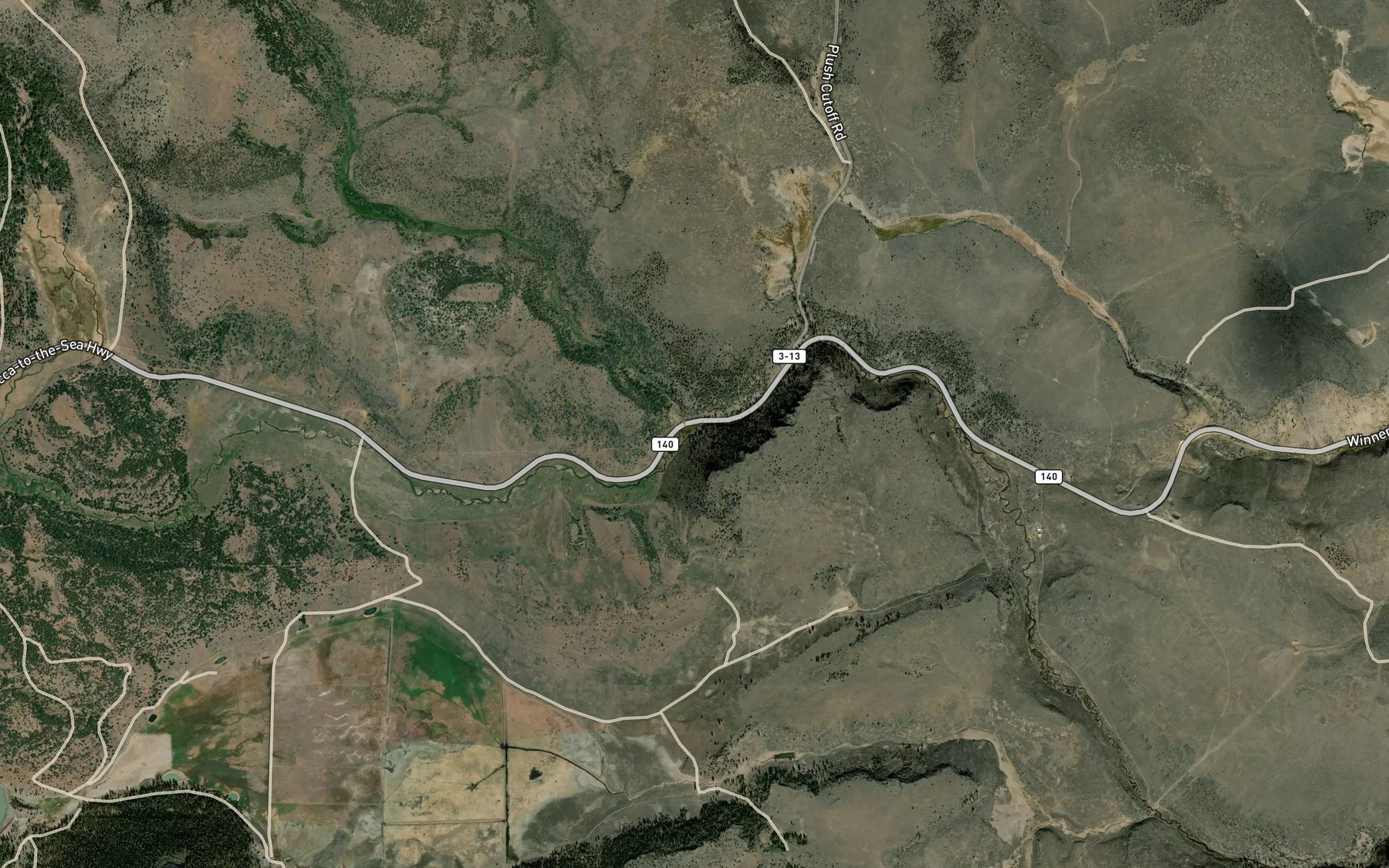 Satellite map of the Blue Creek