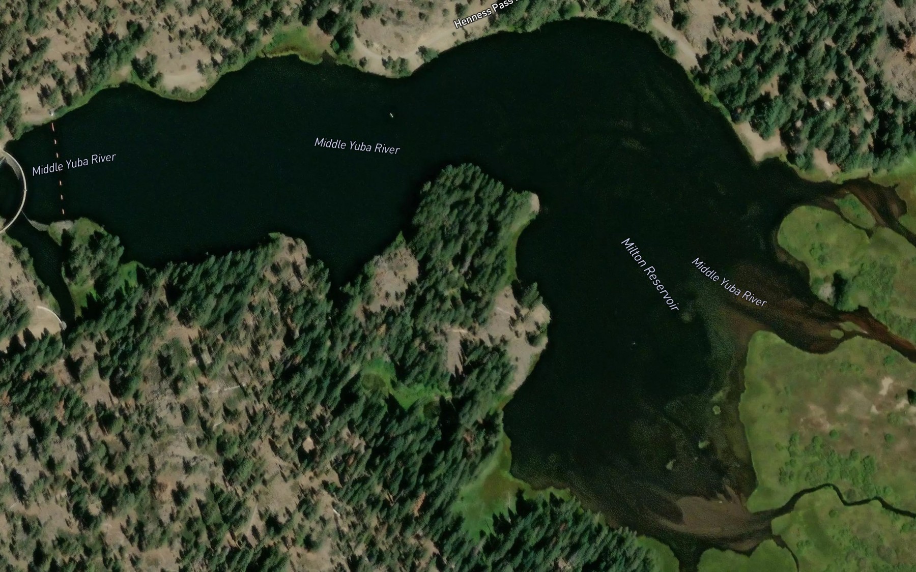 Satellite map of the Milton Reservoir
