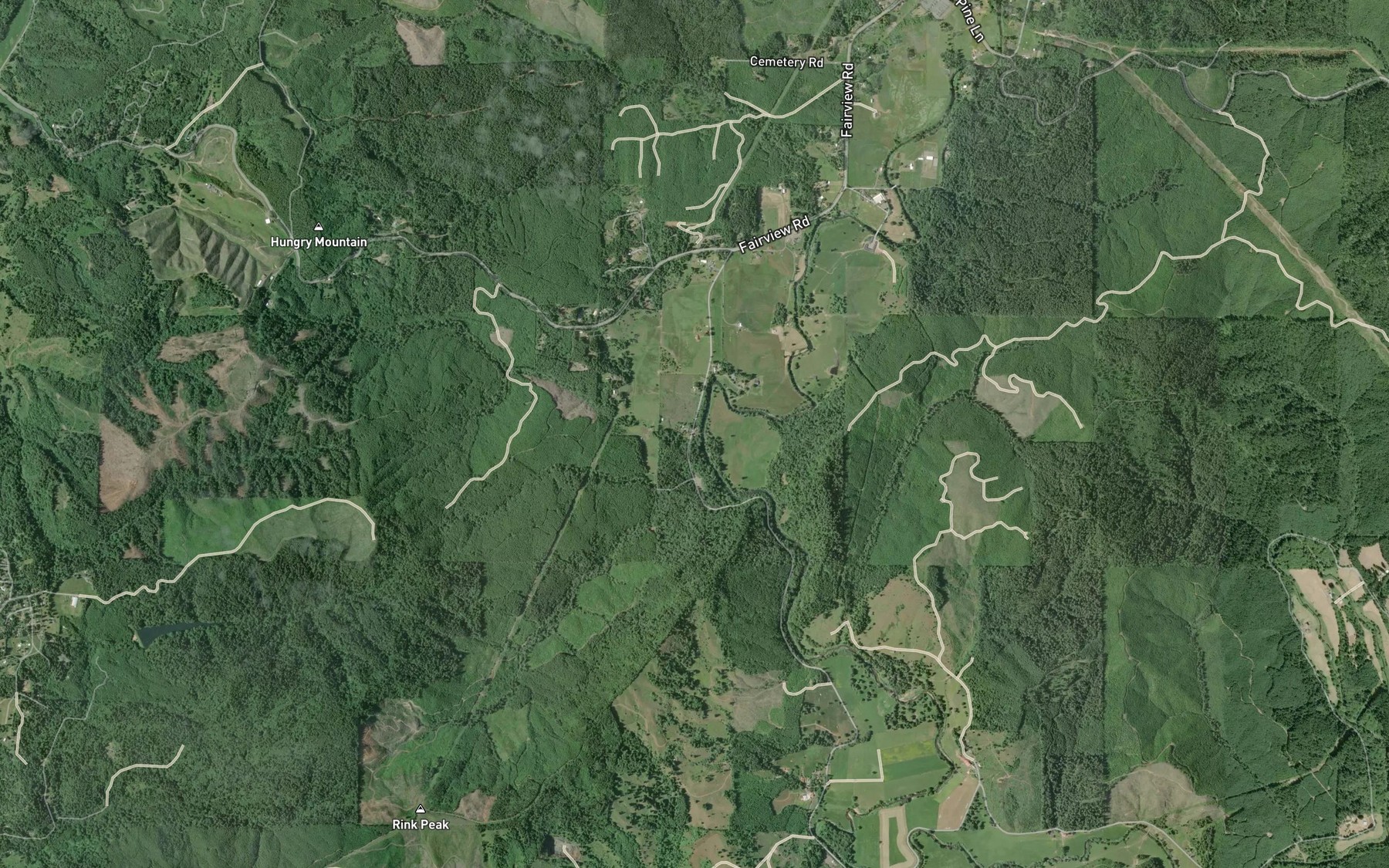 Satellite map of the Blair Creek