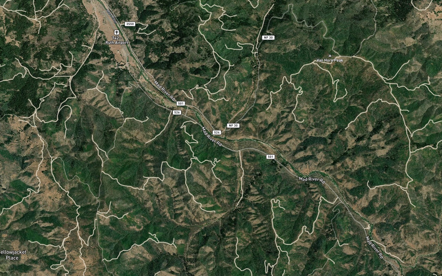 Satellite map of the Barry Creek